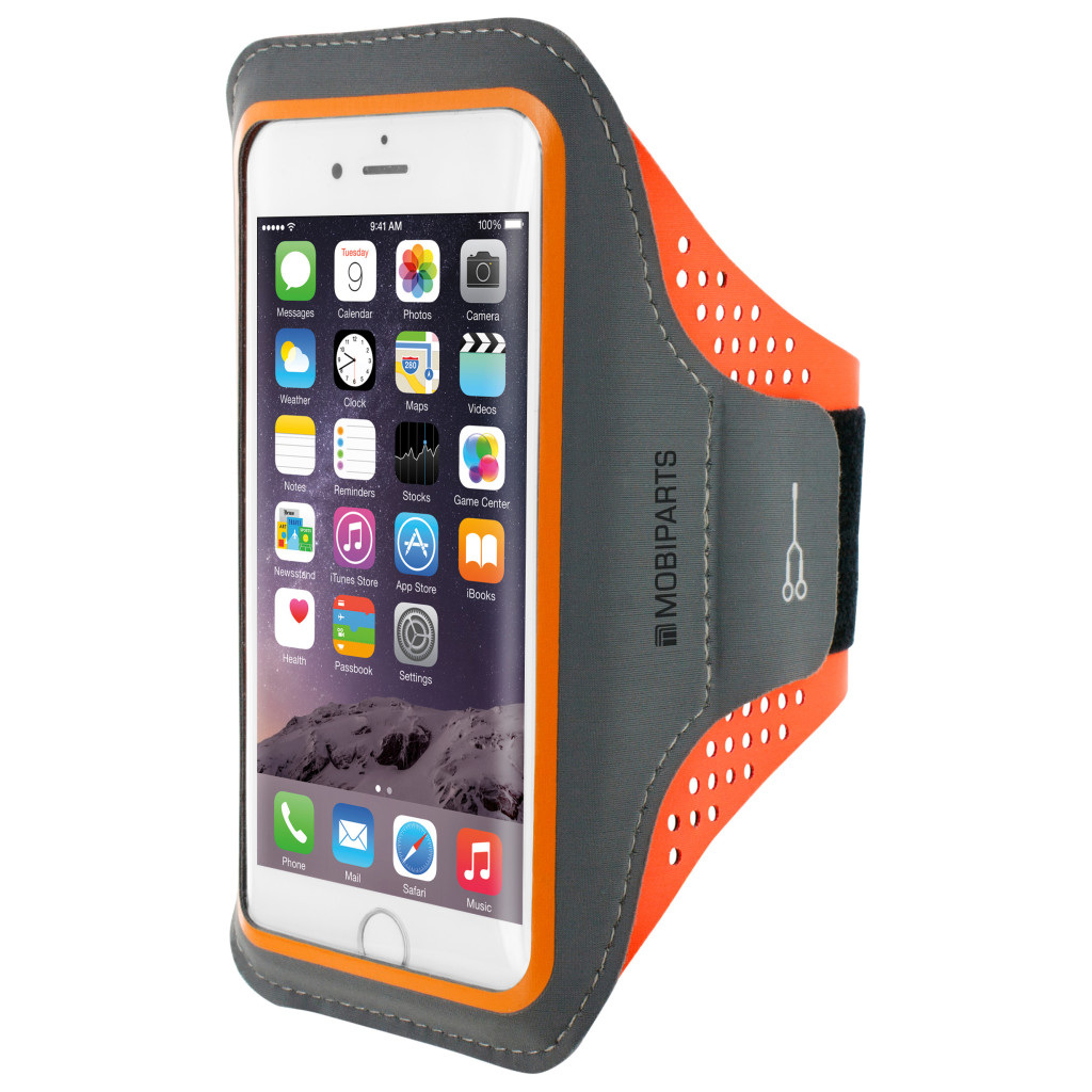 Mobiparts Comfort iPhone SE 2020 / 8 / 7 sportband Zwart Oranje