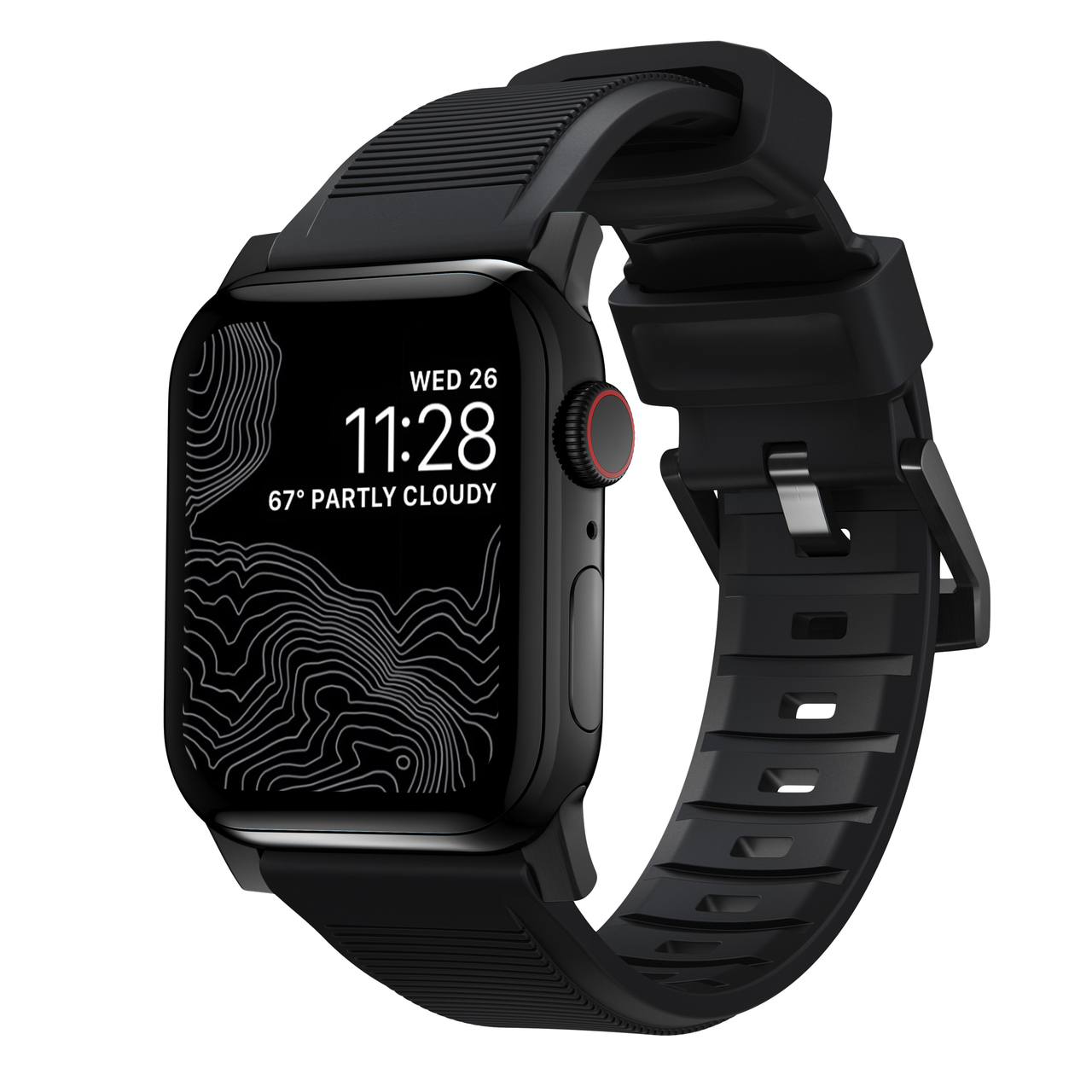 Nomad Rugged FKM Apple Watch 44 / 42 mm bandje Zwart