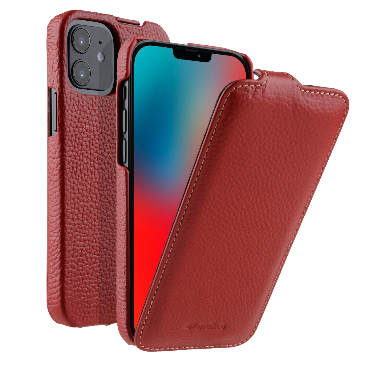 Melkco Leather Jacka iPhone iPhone 12 mini hoesje Rood