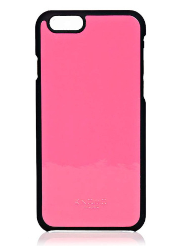 Knomo Leather Snap case iPhone 6 FluPink