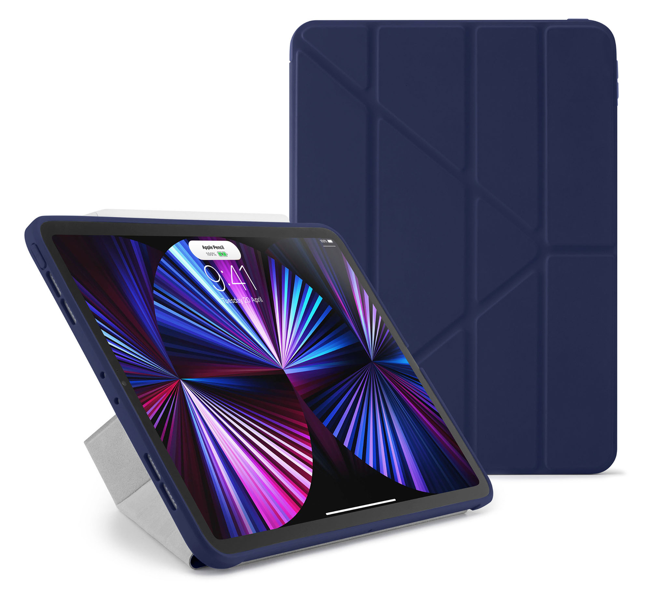 Pipetto Origami TPU iPad Pro 2021 11 inch hoesje Donkerblauw