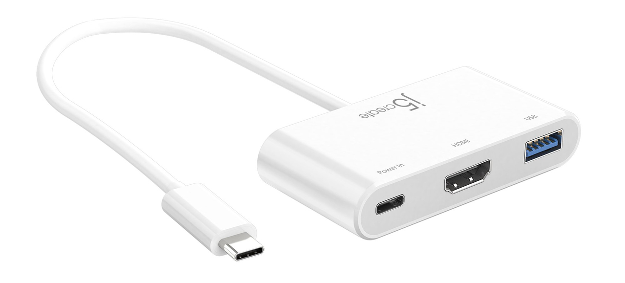 J5create USB-C naar HDMI en USB 3 adapter Wit