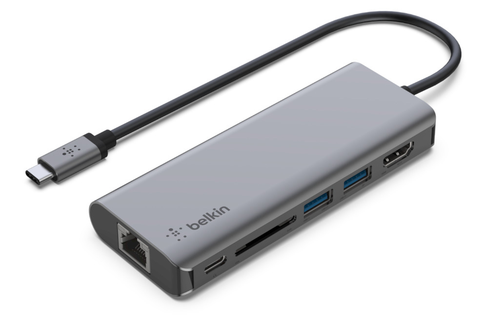 Belkin Connect 6 poort USB-C hub Grijs