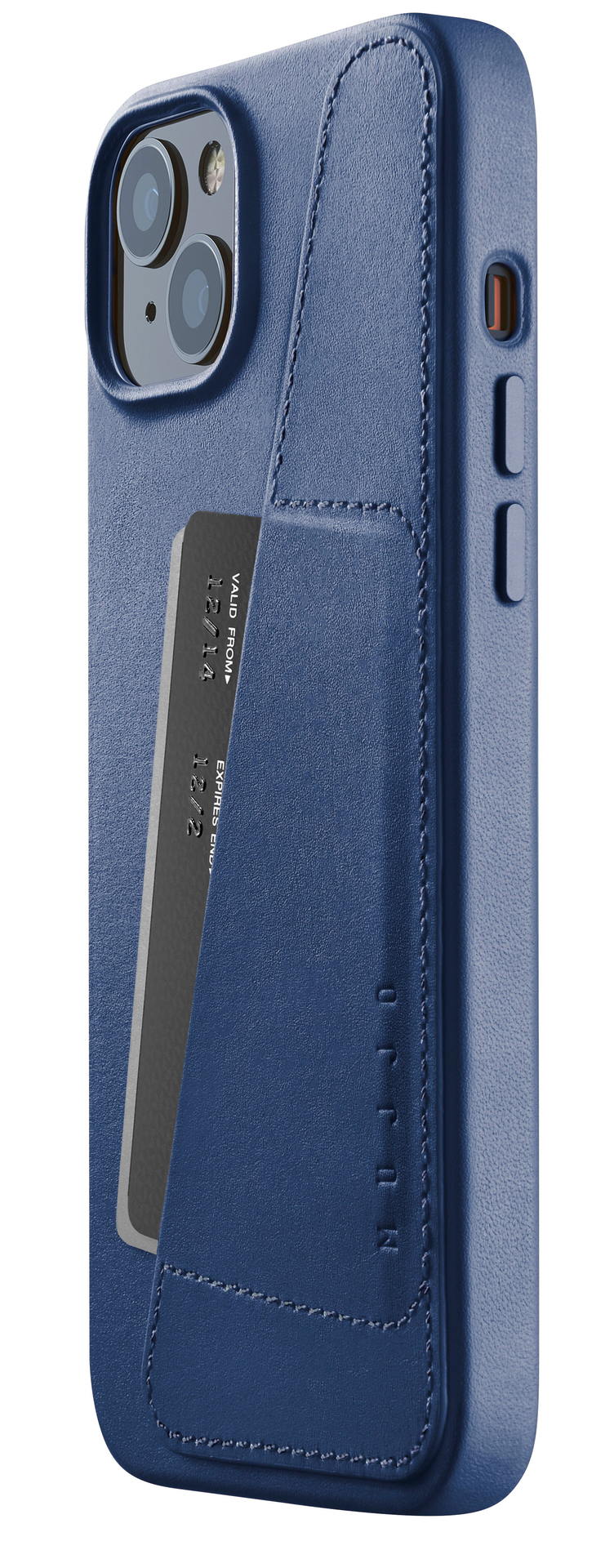 Mujjo Leather Wallet iPhone 14 Plus hoesje blauw