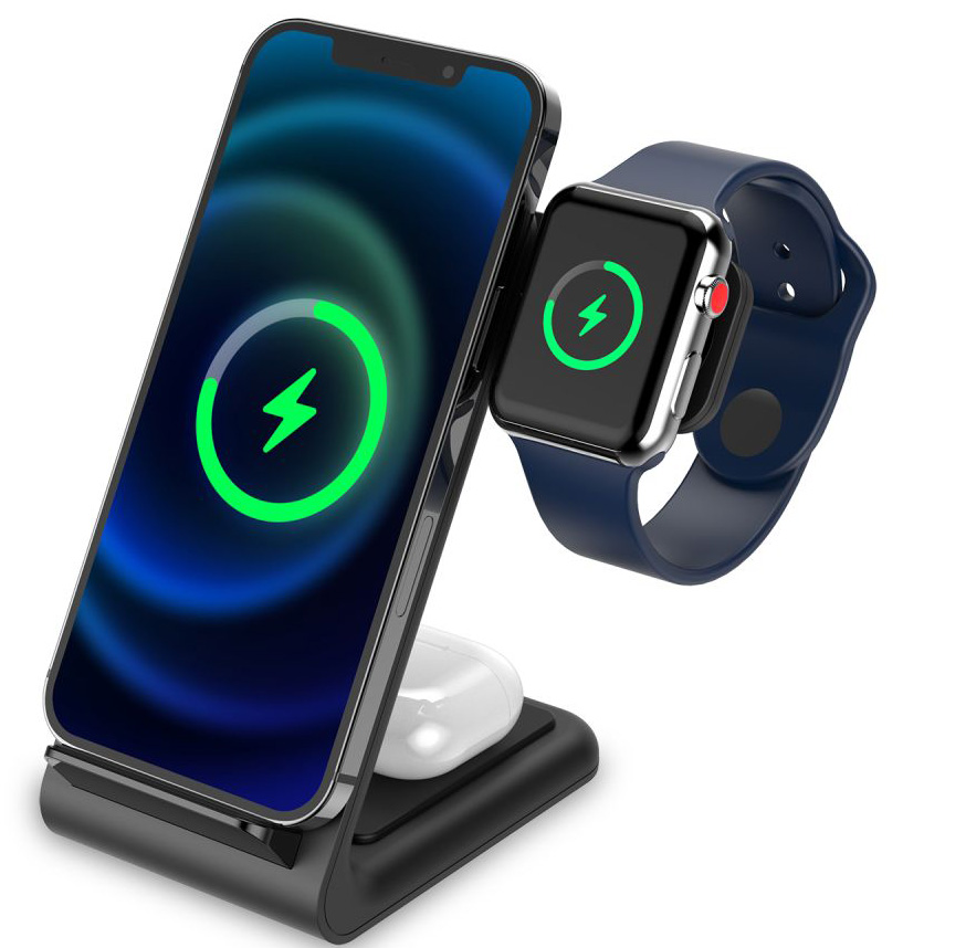 TechProtection 3 in 1 stand draadloze oplader met Apple Watch zwart