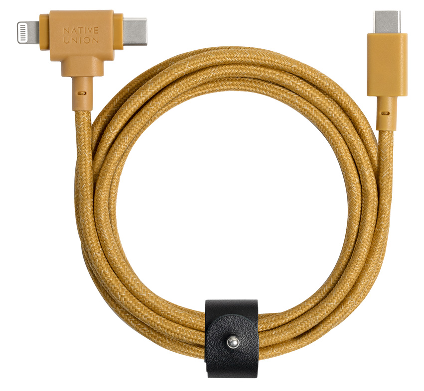 Native Union Belt Duo USB-C naar USB-C én Lightning kabel kraft