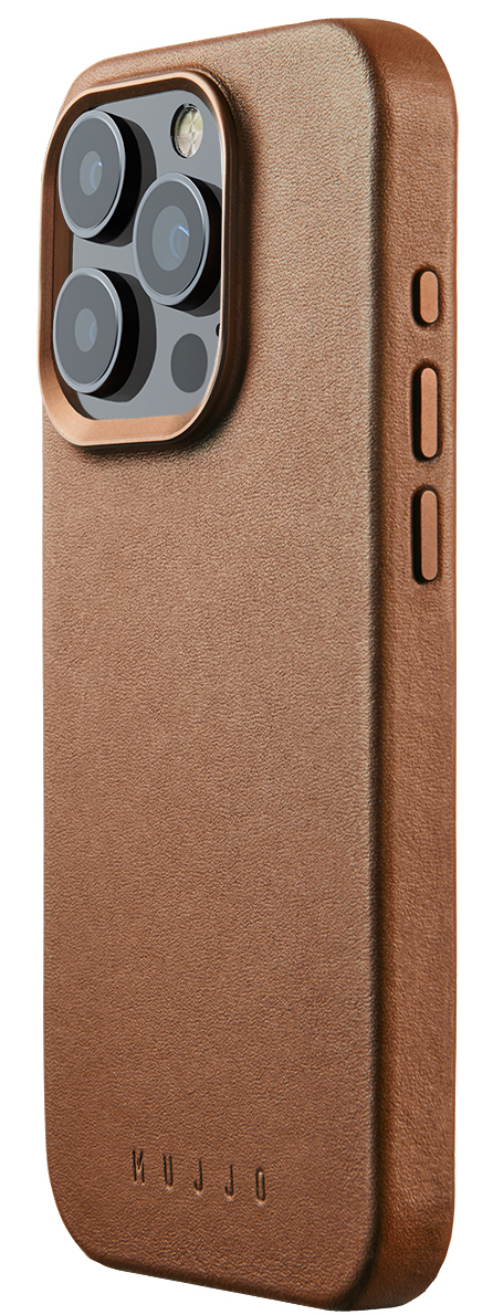 Mujjo Leather MagSafe iPhone 15 Pro hoesje tan