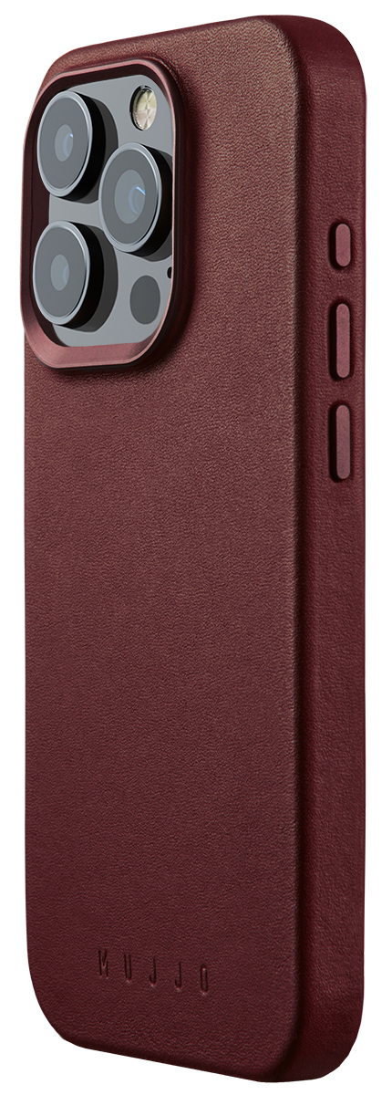 Mujjo Leather MagSafe iPhone 15 Pro hoesje burgundy