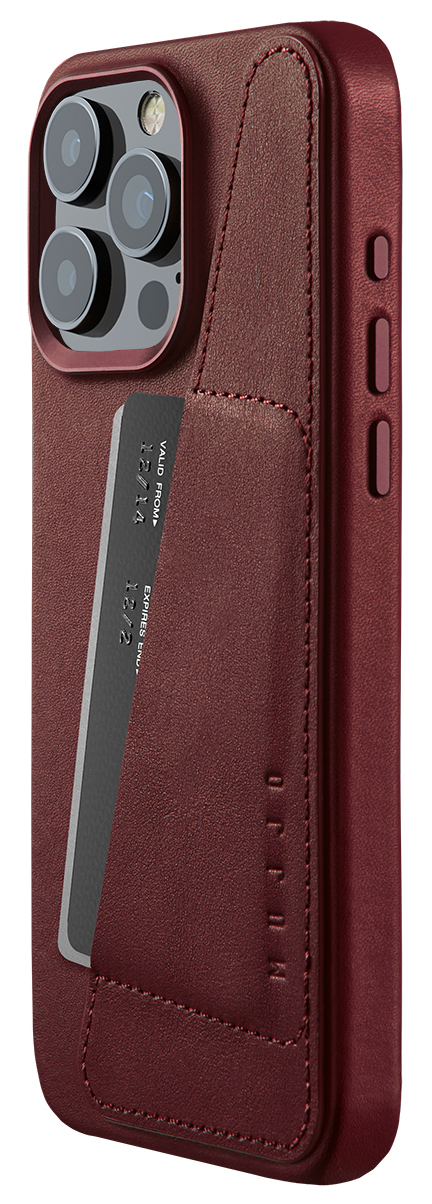 Mujjo Leather Wallet iPhone 15 Pro Max hoesje burgundy