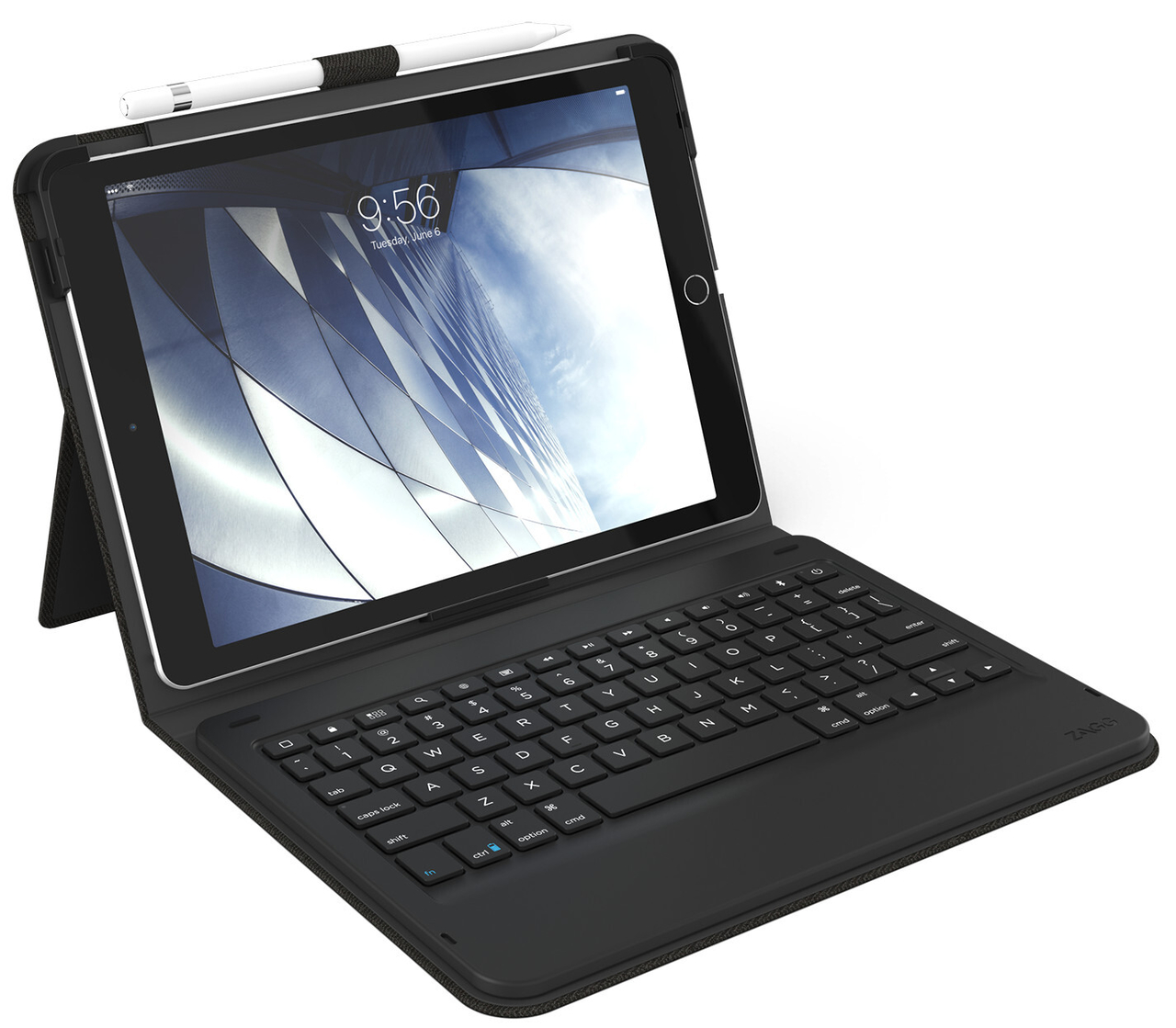 ZAGG Messenger AZERTY Folio iPad 2021 / 2020 / 2019 10,2 inch toetsenbord hoes Zwart