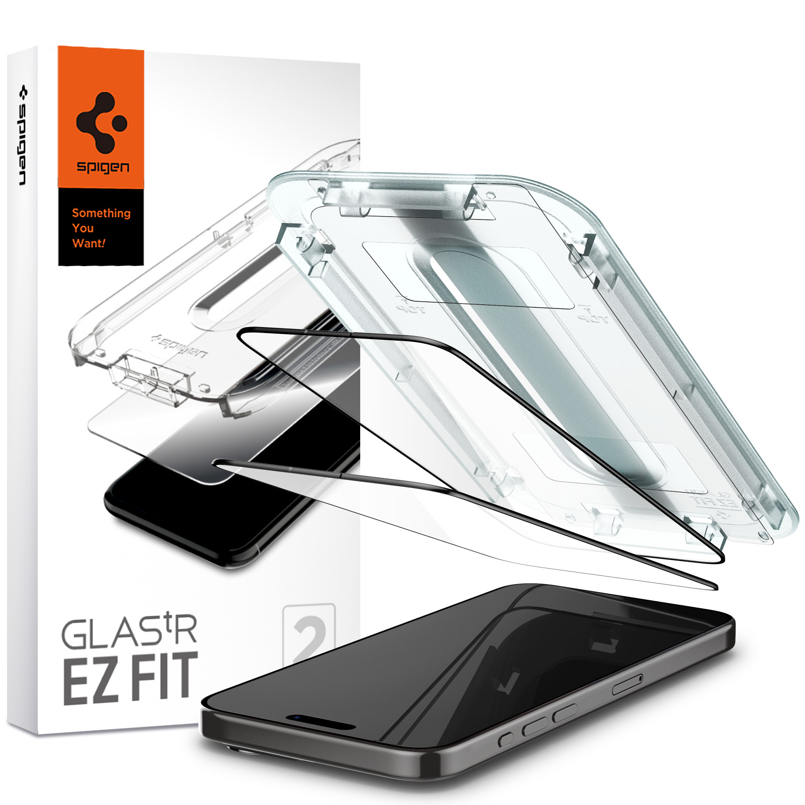 Spigen GlastR EZ Fit Edge to Edge iPhone 15 Pro Max glazen screenprotector 2 pack