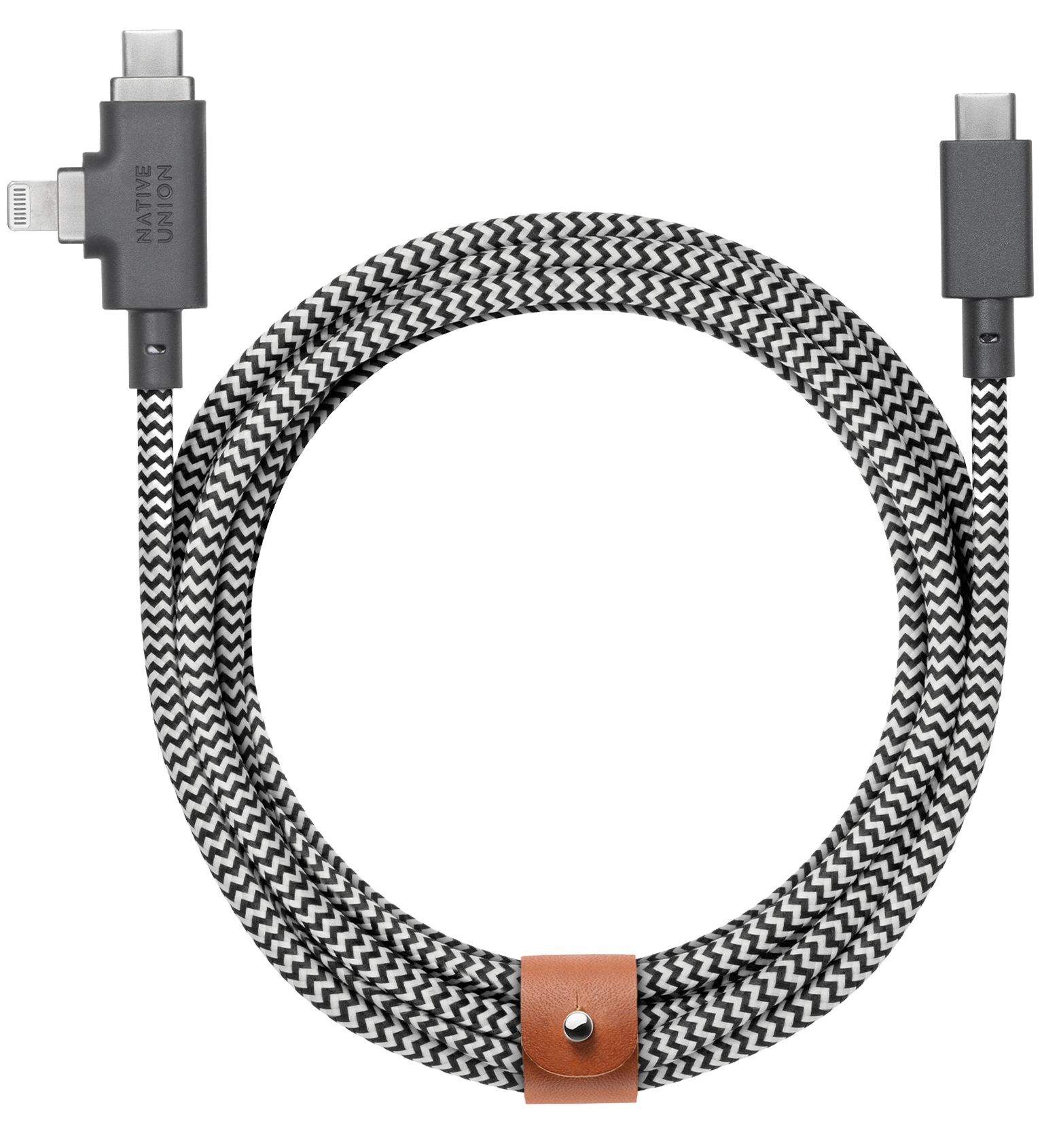 Native Union Belt Duo 240 watt USB-C naar USB-C én Lightning kabel zebra