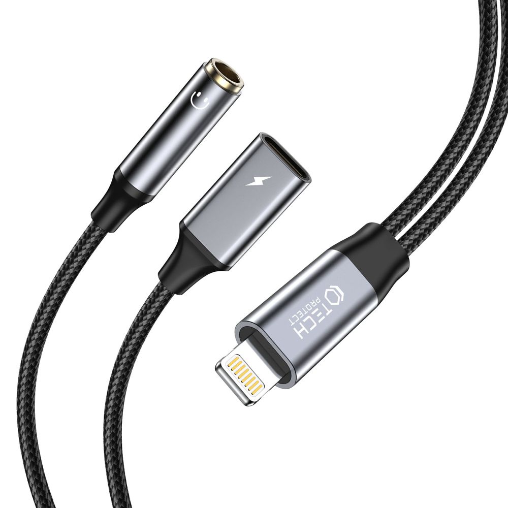 TechProtection UltraBoost Lightning naar 3,5 mm jack audiokabel oplaadadapter