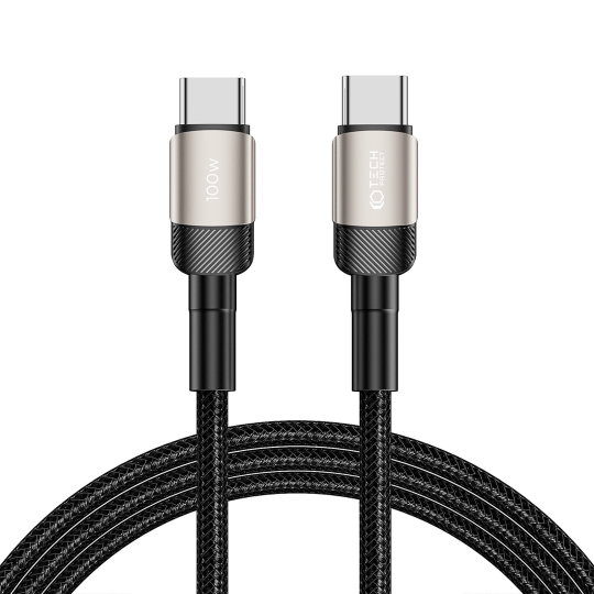 TechProtection EVO USB-C naar USB-C kabel 100 watt 200 centimeter titanium