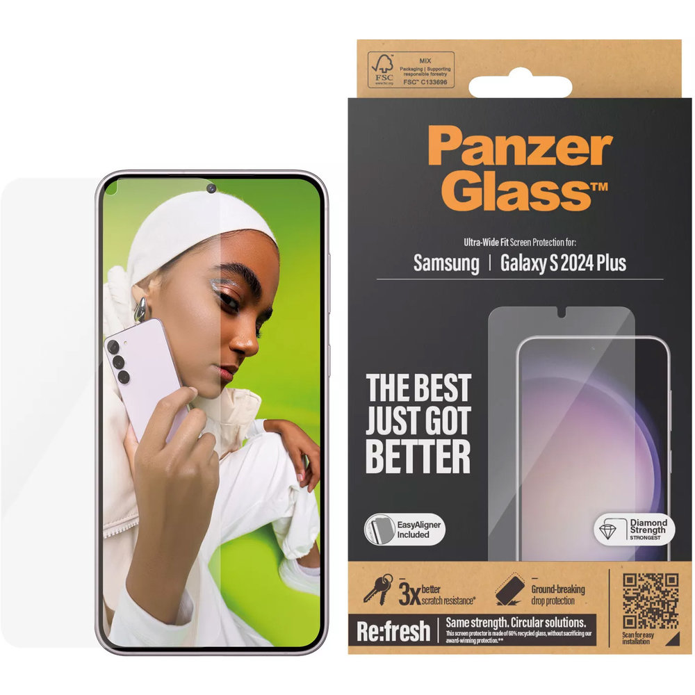 PanzerGlass Ultra Wide glazen Galaxy S24 Plus screenprotector met applicator