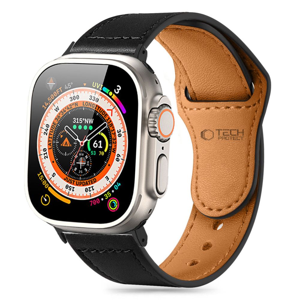 TechProtection leren Apple Watch 41 / 40 mm bandje zwart