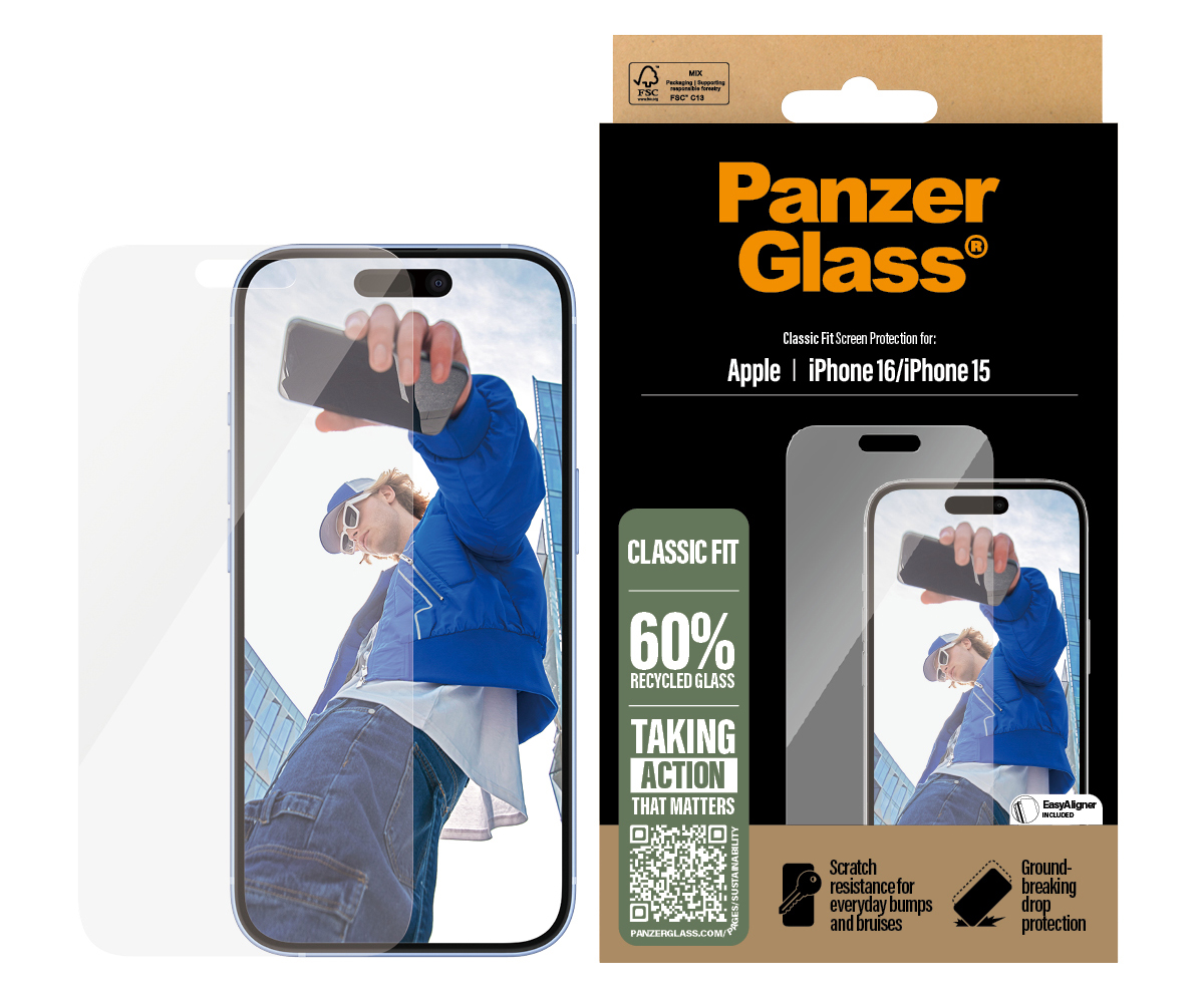 PanzerGlass originele Glazen iPhone 16 screenprotector