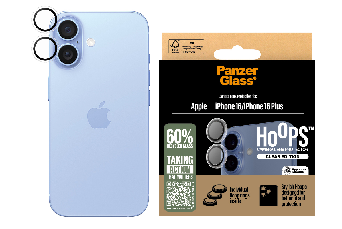 PanzerGlass Hoops iPhone 16 / iPhone 16 Plus cameralensbeschermer