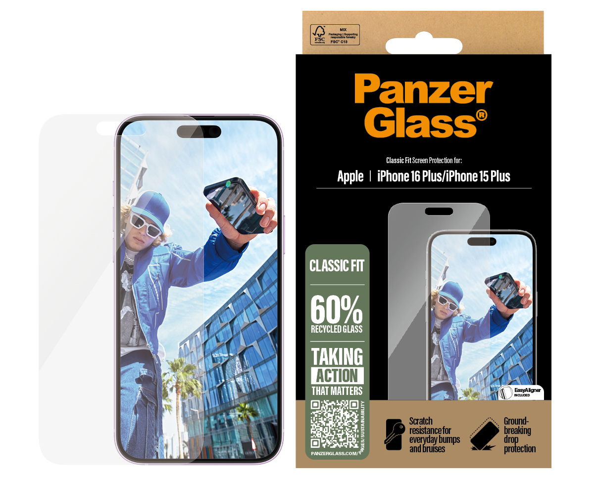 PanzerGlass originele Glazen iPhone 16 Plus screenprotector 