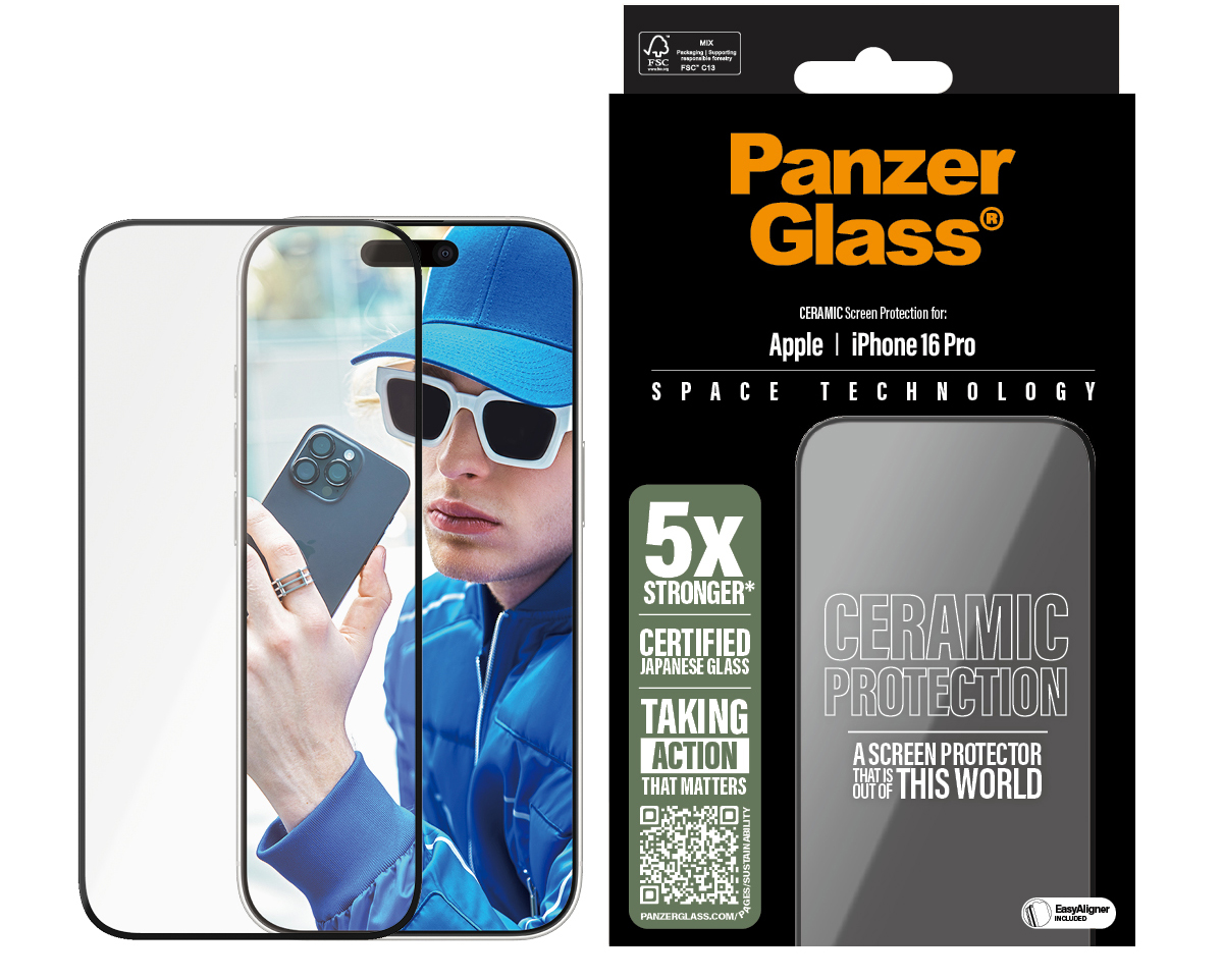 PanzerGlass Ceramic Glazen iPhone 16 Pro screenprotector