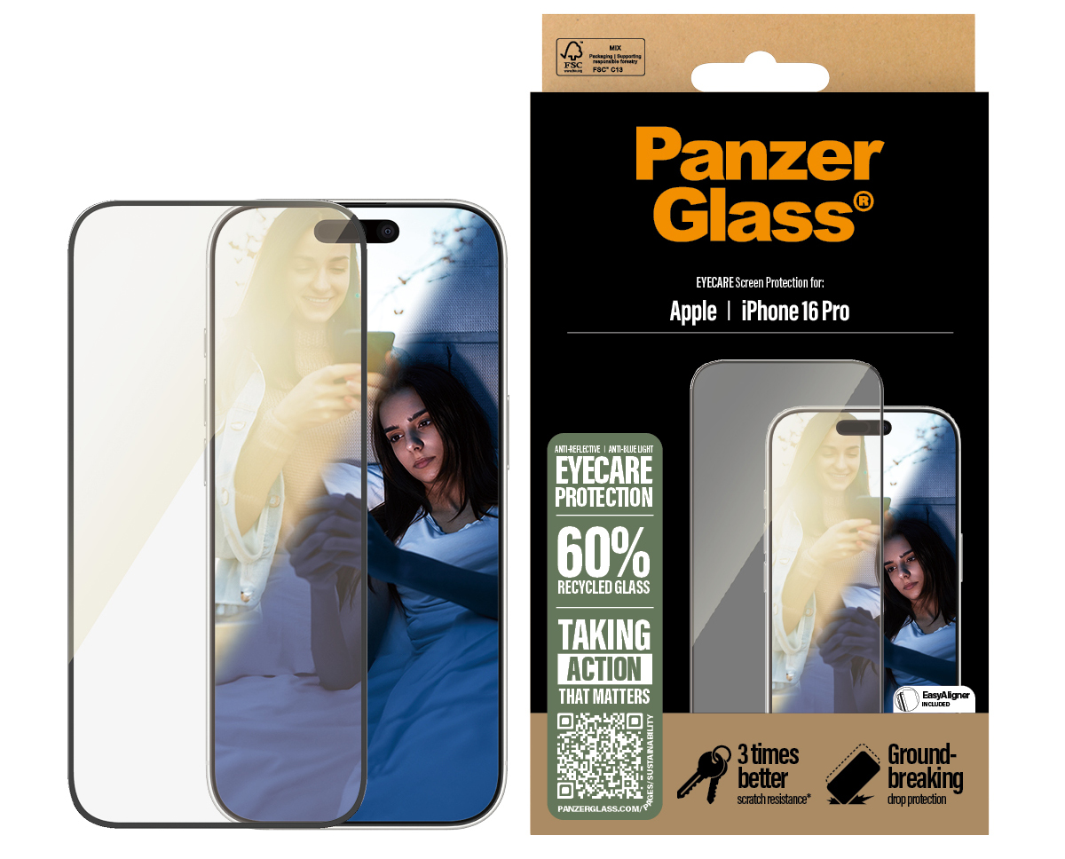 PanzerGlass EyeCare Glazen iPhone 16 Pro screenprotector