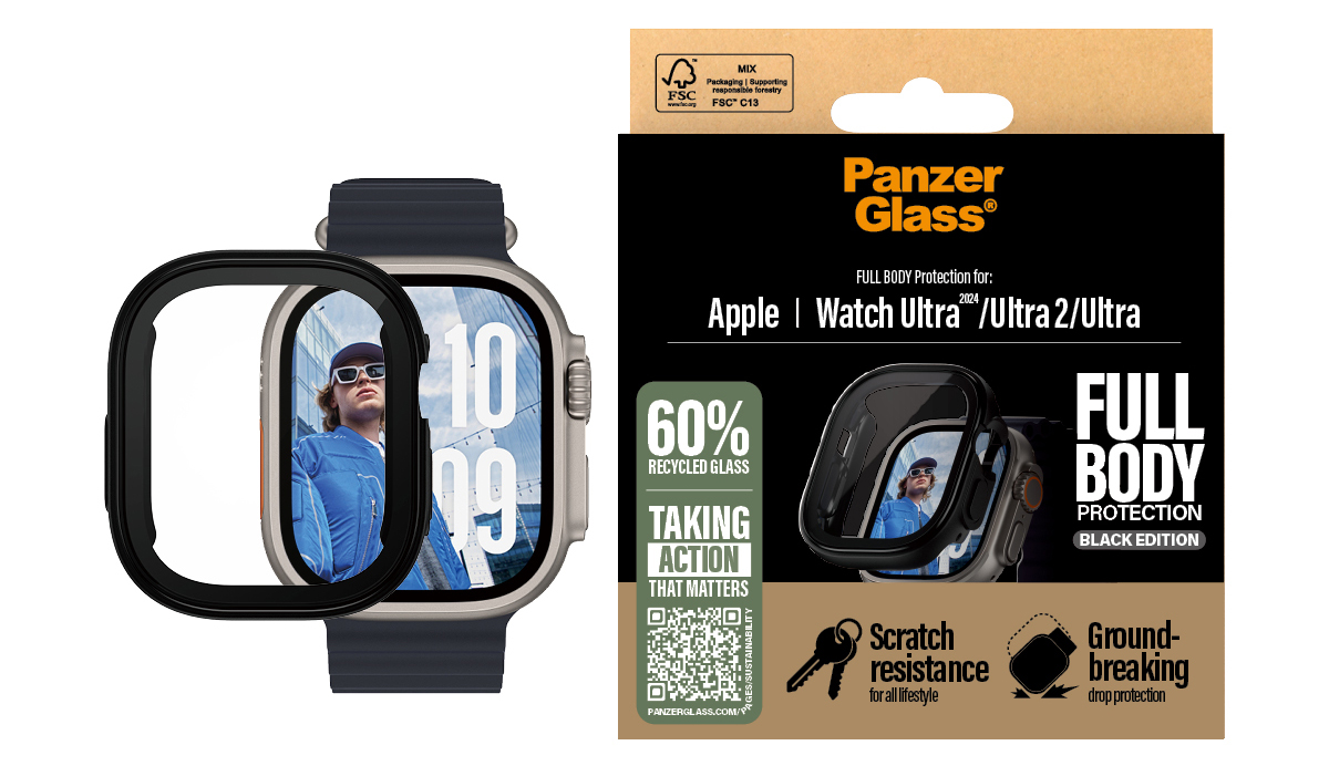 PanzerGlass Full Body Apple Watch Ultra 1 / 2 49 mm screenprotector zwart