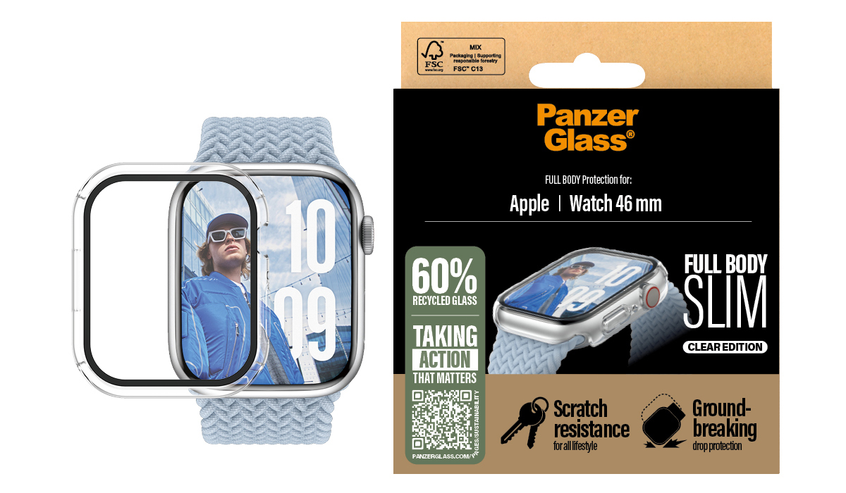 PanzerGlass Full Body Slim Apple Watch 10 46 mm screenprotector transparant