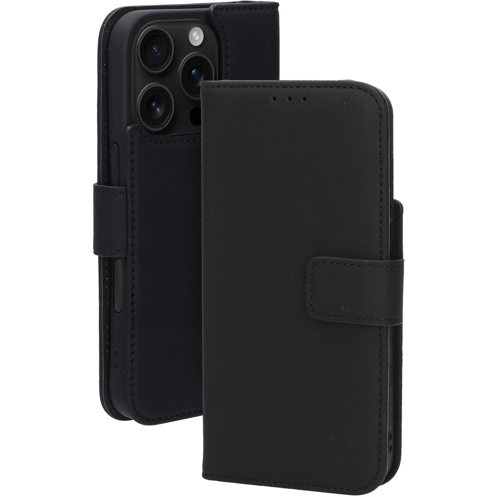 Mobiparts leren Wallet iPhone 16 Pro Max hoesje zwart