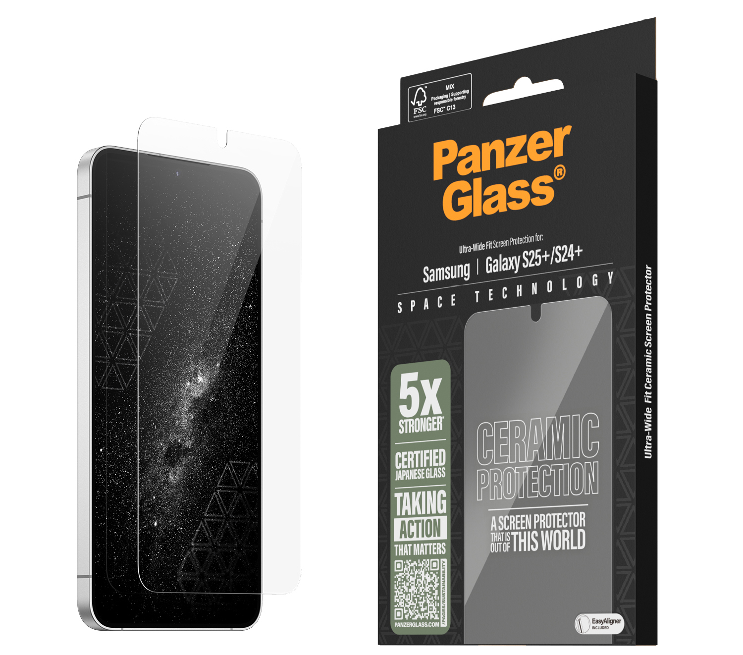 PanzerGlass Ceramic Glazen Galaxy S25 Plus screenprotector