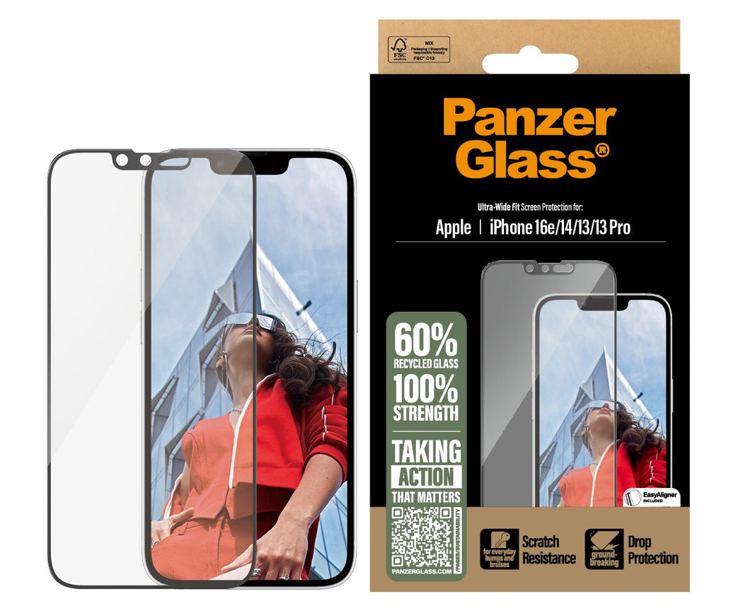 PanzerGlass Ultra Wide Fit iPhone 16e 2025 glazen screenprotector