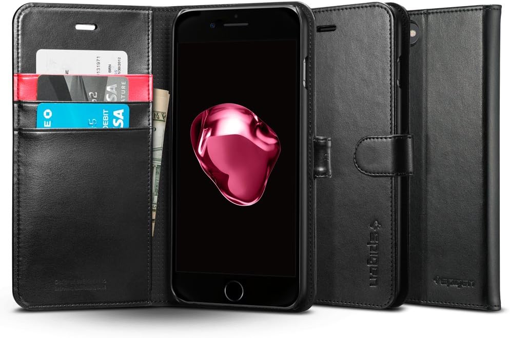 Spigen Wallet iPhone iPhone 8 Plus / iPhone 7 Plus hoesje Zwart