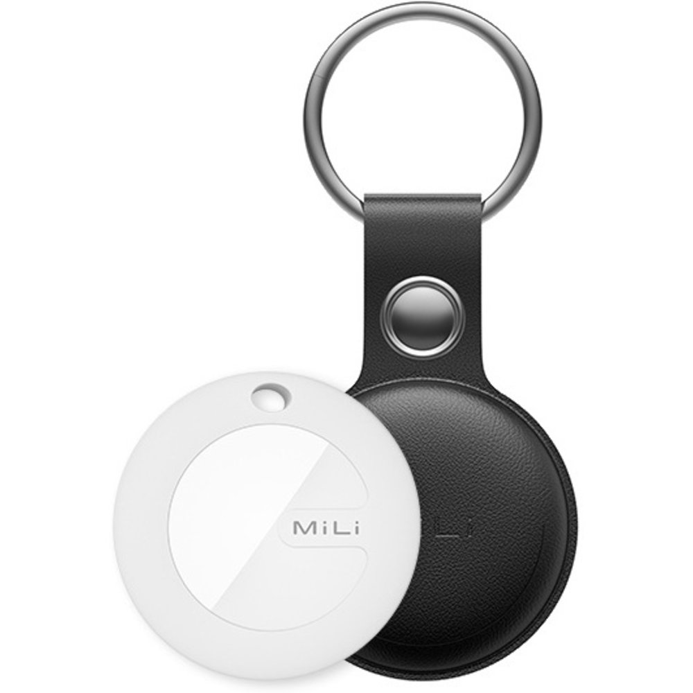 MiLi MiTag Bluetooth Tracker Find My netwerk met leren sleutelhanger zwart