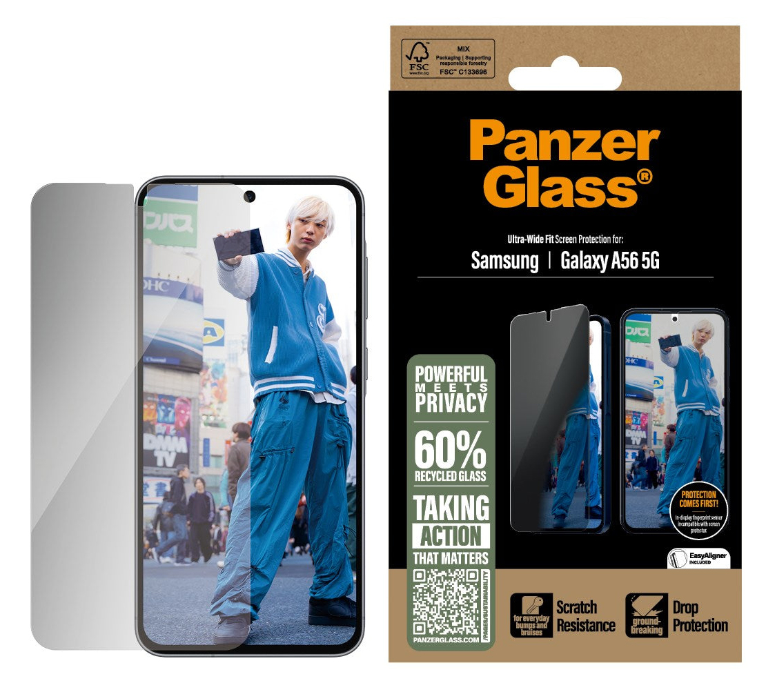 PanzerGlass Privacy Galaxy A56 Wide Fit glazen screenprotector