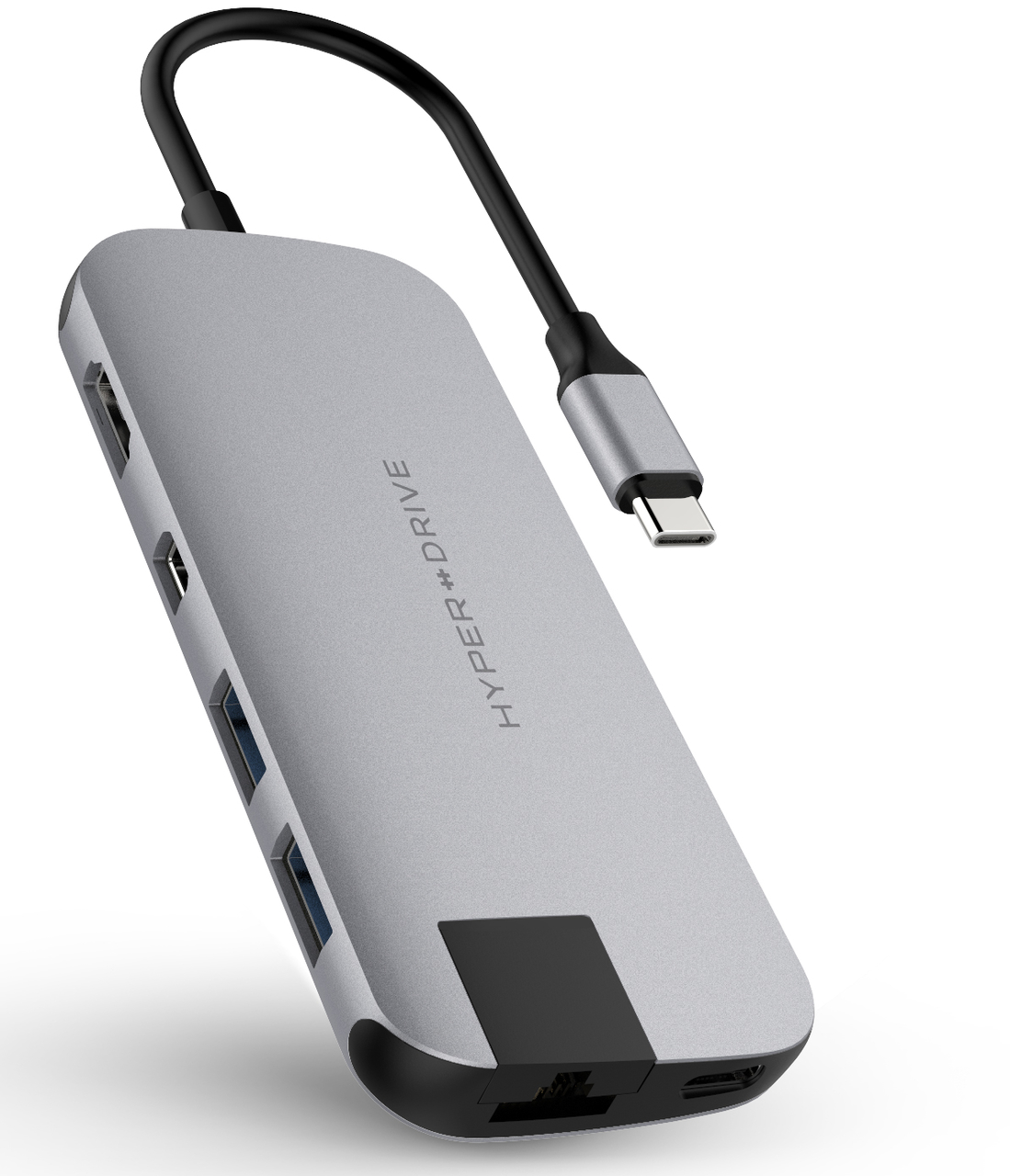 HyperDrive 8 in 1 USB-C hub met HDMI en Ethernet Grijs