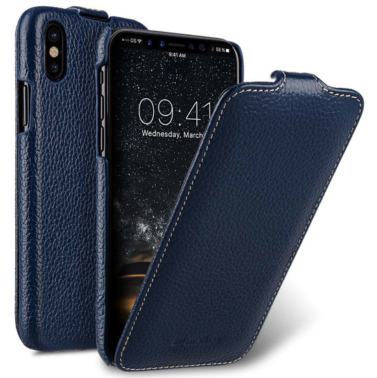 Melkco Leather Jacka iPhone XS Max hoesje Blauw