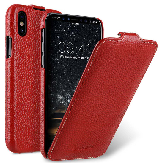 Melkco Leather Jacka iPhone XS Max hoesje Rood